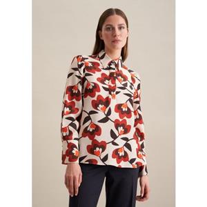 seidensticker Overhemdblouse Zwarte roos Lange mouwen kraag print