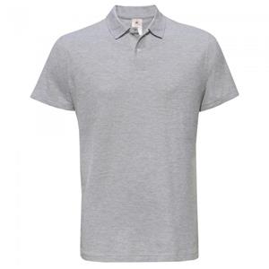 B&C Heren ID.001 gemêleerd poloshirt S grijs