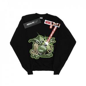 Star Wars Mens Yoda Christmas Candy Cane Sweatshirt L zwart