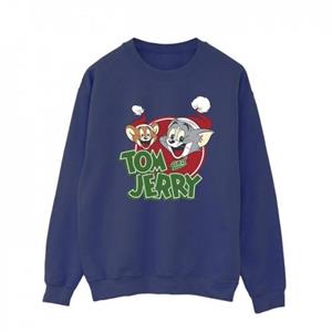 Tom And Jerry Mens Christmas Hat Logo Sweatshirt L wit