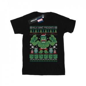Marvel Boys Hulk Want presenteert Fair Isle T-shirt 12-13 zwart