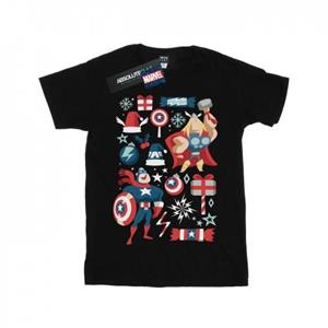 Marvel Boys Thor en Captain America kerstdag T-shirt 12-13 zwart