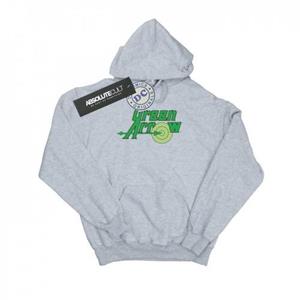 DC Comics Heren hoodie met groene pijltekstlogo L grijs