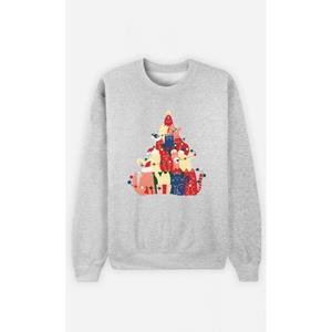 Le Roi du Tshirt Herensweater - KATTENBOOM XS heide grijze kleur