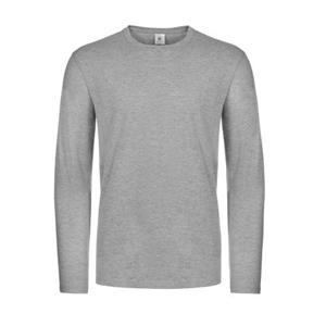 B&C Heren #E190 katoenmix T-shirt met lange mouwen XXL grijs