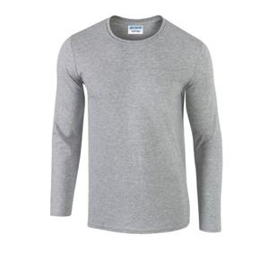 Gildan Unisex Softstyle polykatoen T-shirt met lange mouwen voor volwassenen L grijs