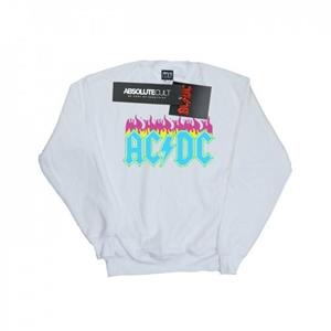 AC/DC Sweatshirt met neonvlammen voor meisjes 12-13 wit