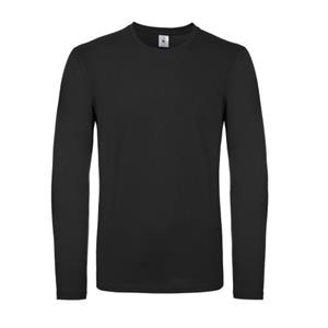 B&C Heren T-shirt met ronde hals en lange mouwen S marineblauwe kleur