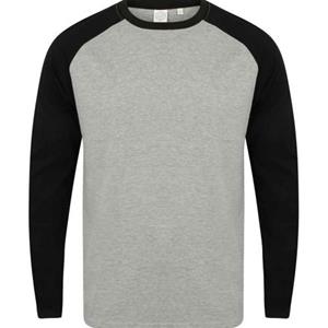 Skinni Fit honkbal-T-shirt met lange mouwen voor heren XS zwart/grijs