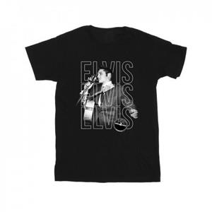 Elvis Boys drievoudig logo portret-T-shirt 12-13 zwart