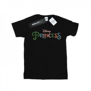 Katoenen T-shirt met Disney Princess-kleurenlogo voor meisjes 12-13 wit