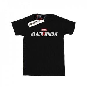Marvel Boys Black Widow filmlogo T-shirt 12-13 zwart