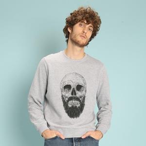Le Roi du Tshirt Heren sweatshirt - HIPSTER BAARD XS heide grijze kleur