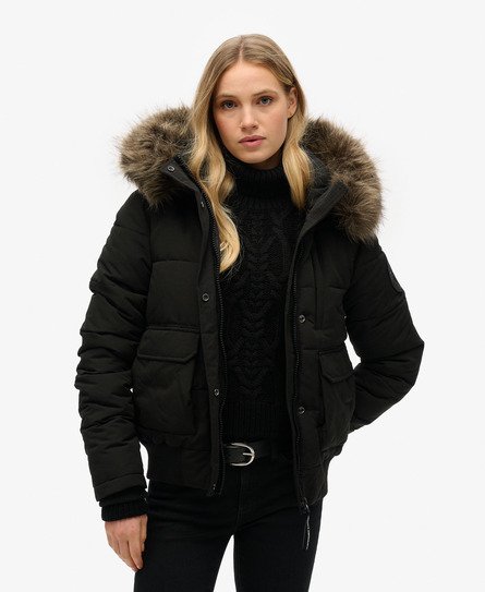 Superdry Vrouwen Everest-bomberjack met Capuchon Donkergrijs