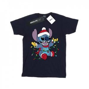 Disney Lilo en Stitch kerstverlichting T-shirt voor jongens 9-11 Years wit