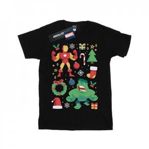 Marvel Boys Iron Man en Hulk kerstdag T-shirt 12-13 zwart