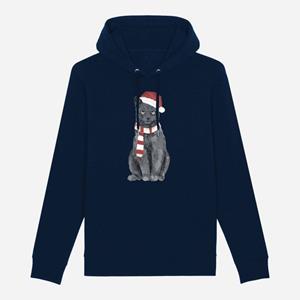 Le Roi du Tshirt Hoodie Homme - XMAS CAT XS marineblauwe kleur
