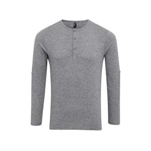 Premier heren T-shirt met lange John-rolmouwen S grijs