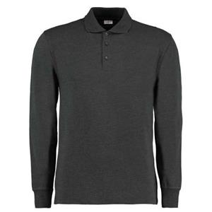 Kustom Kit Heren piqué poloshirt met lange mouwen L zwart