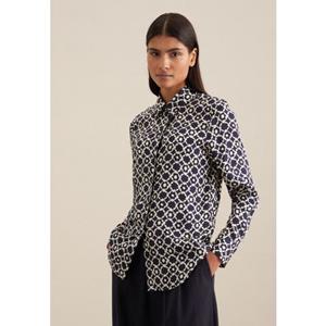 seidensticker Overhemdblouse Zwarte roos Lange mouwen kraag print