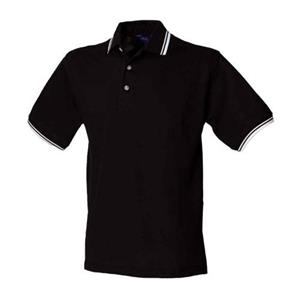Henbury katoenen piqué poloshirt voor heren M Vloot/rood