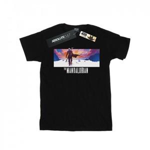 Star Wars Boys het Mandalorian landschap T-shirt 9-11 Years wit