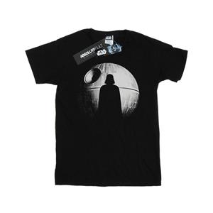 Star Wars Boys Rogue One Death Star Vader Silhouette T-Shirt 12-13 zwart