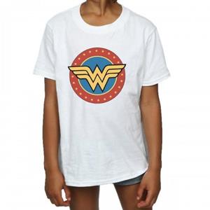 Wonder Woman katoenen T-shirt met logo voor meisjes 12-13 wit