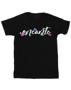 Katoenen T-shirt met Disney Girls Encanto-logotitel 12-13 zwart