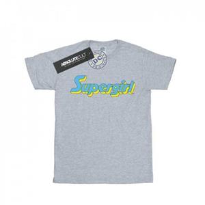 Katoenen T-shirt met Supergirl-tekstlogo van DC Comics voor meisjes 9-11 Years wit