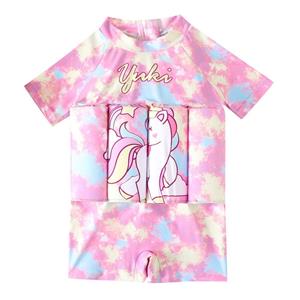 Selfyi Kinderen Peuter Meisjes Drijfvermogen Badpak Drijfvermogen Leuke Cartoon Drijfpak Korte Mouw Rashguard Een Stuk Badmode Badpak 2-9T 110