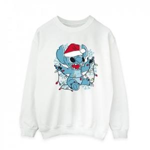 Disney Lilo en Stitch kerstverlichting schetssweatshirt voor heren S wit