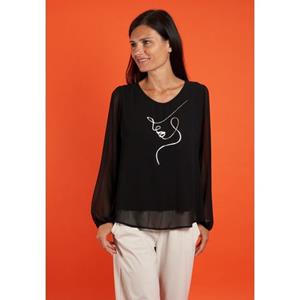 Seidel Moden Blouse met lange mouwen met glitterprint, made in germany