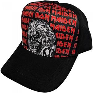 Iron Maiden Unisex volwassen Eddie Repeat Logo honkbalpet One Size rood/zwart