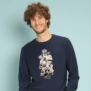 Le Roi du Tshirt Herensweater - ZOO ESCAPE XS marineblauwe kleur