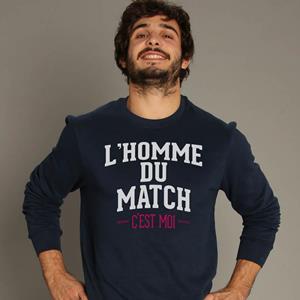 Le Roi du Tshirt Sweat Homme - L'HOMME DU MATCH C'EST MOI XS marineblauwe kleur