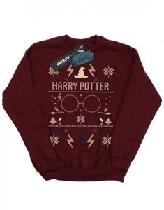 Harry Potter jongens kerstpatroon sweatshirt 12-13 bordeaux