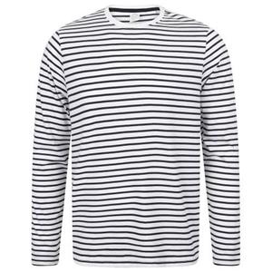 SF unisex volwassen gestreept T-shirt met lange mouwen L oxfordblauwe kleur/wit