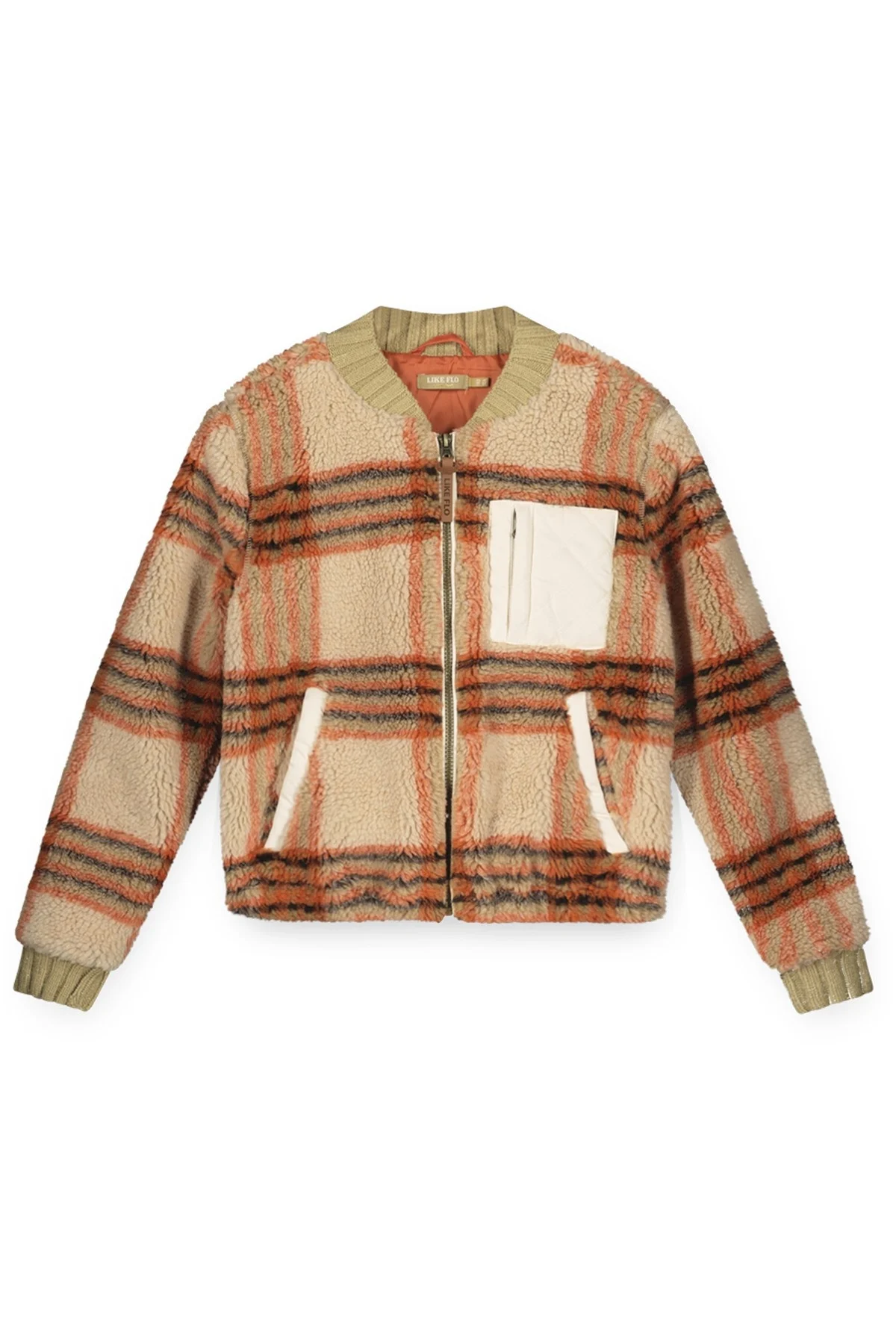 Like Flo Meisjes jasje teddy amber warm orange