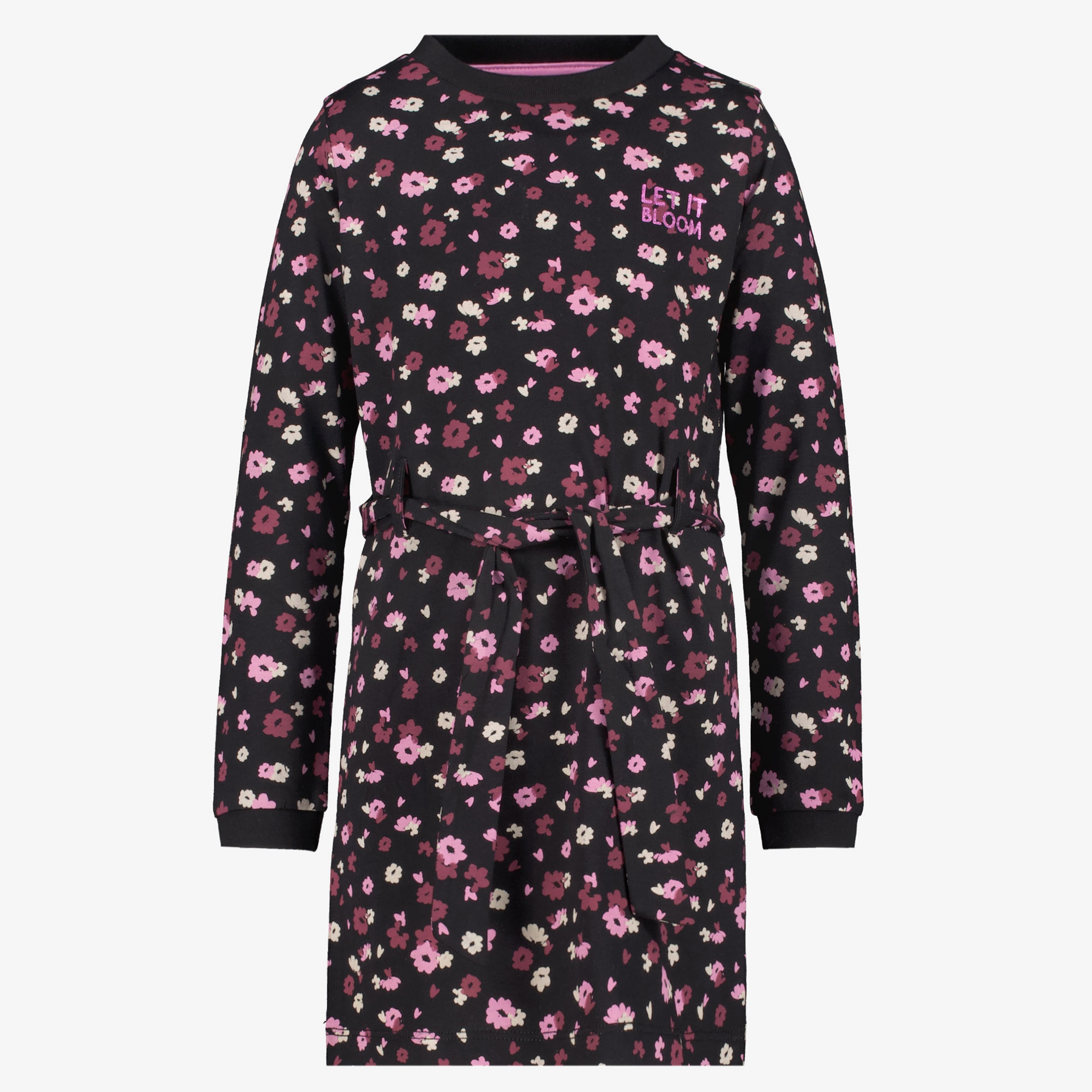 TwoDay meisjes jurk met bloemenprint zwart roze