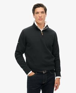 Superdry Mannen Core Piqué Sweatshirt met Halve Rits Zwart