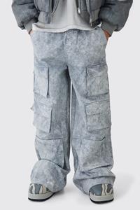 Boohoo Dikke Gebleekte Extreem Baggy Cargo Broek Met Elastische Taille, Light Grey