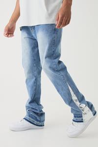 Boohoo Onbewerkte Flared Slim Fit Pu Jeans Met Gusset Detail, Light Blue