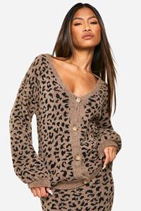 Boohoo Gebreide Luipaardprint Cardigan, Leopard