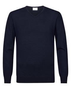 Profuomo Pullover V-Hals Merinowol Navy