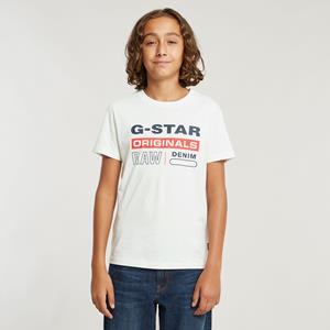 G-Star RAW Jongens T-Shirt Regular Originals Logo - Wit - jongens