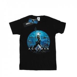 DC Comics jongens Aquaman cirkel poster T-shirt 12-13 zwart