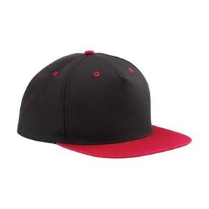 Beechfield contrasterende snapback-pet met 5 panelen One Size rood/zwart