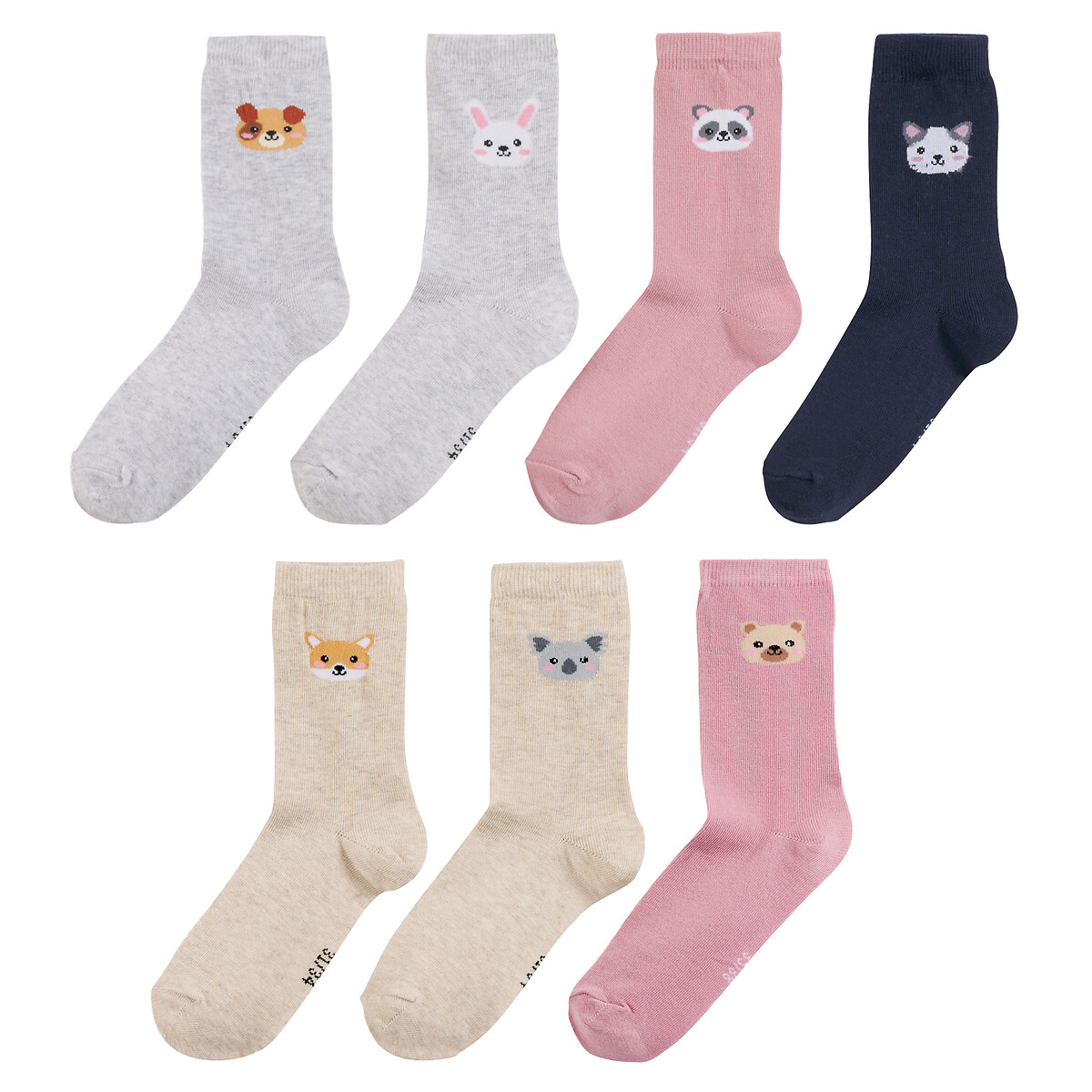 LA REDOUTE COLLECTIONS Set van 7 paar kousen, dierenmotief
