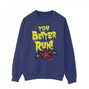 Pertemba FR - Apparel Netflix Heren Stranger Things You Better Run Sweatshirt L marineblauwe kleur